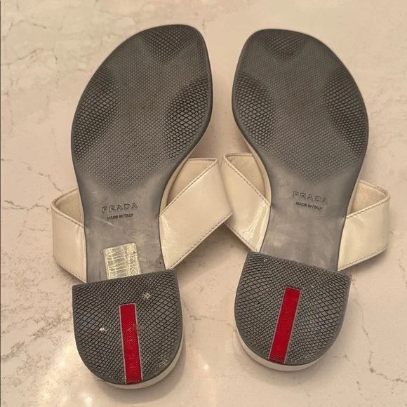 Prada Women's Sandals in Cream with Silver Accents - Picture 4 of 5